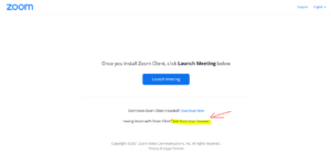 klikni na odkaz "Join from Your Browser"